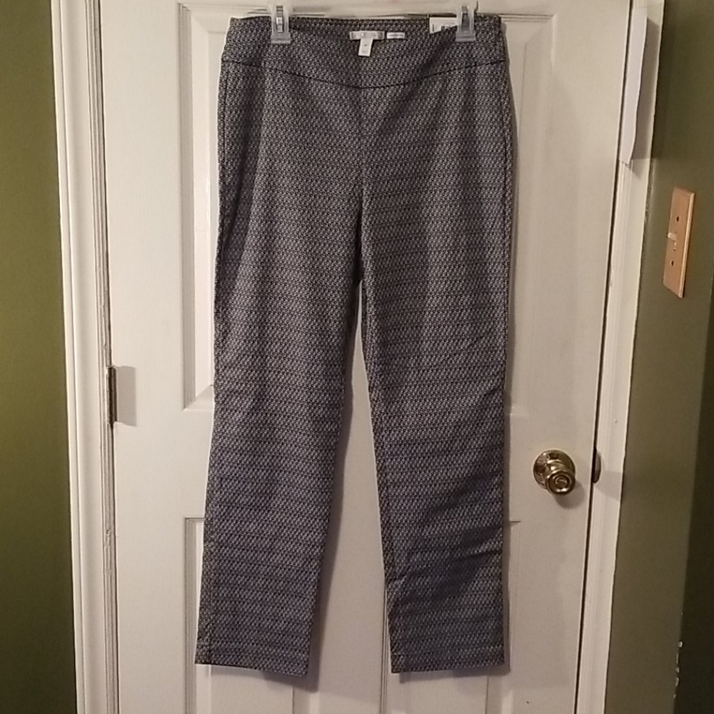 2/$20 NWT Dana Buchman Women's Gray Patterned Slim Dress Pants, Medium